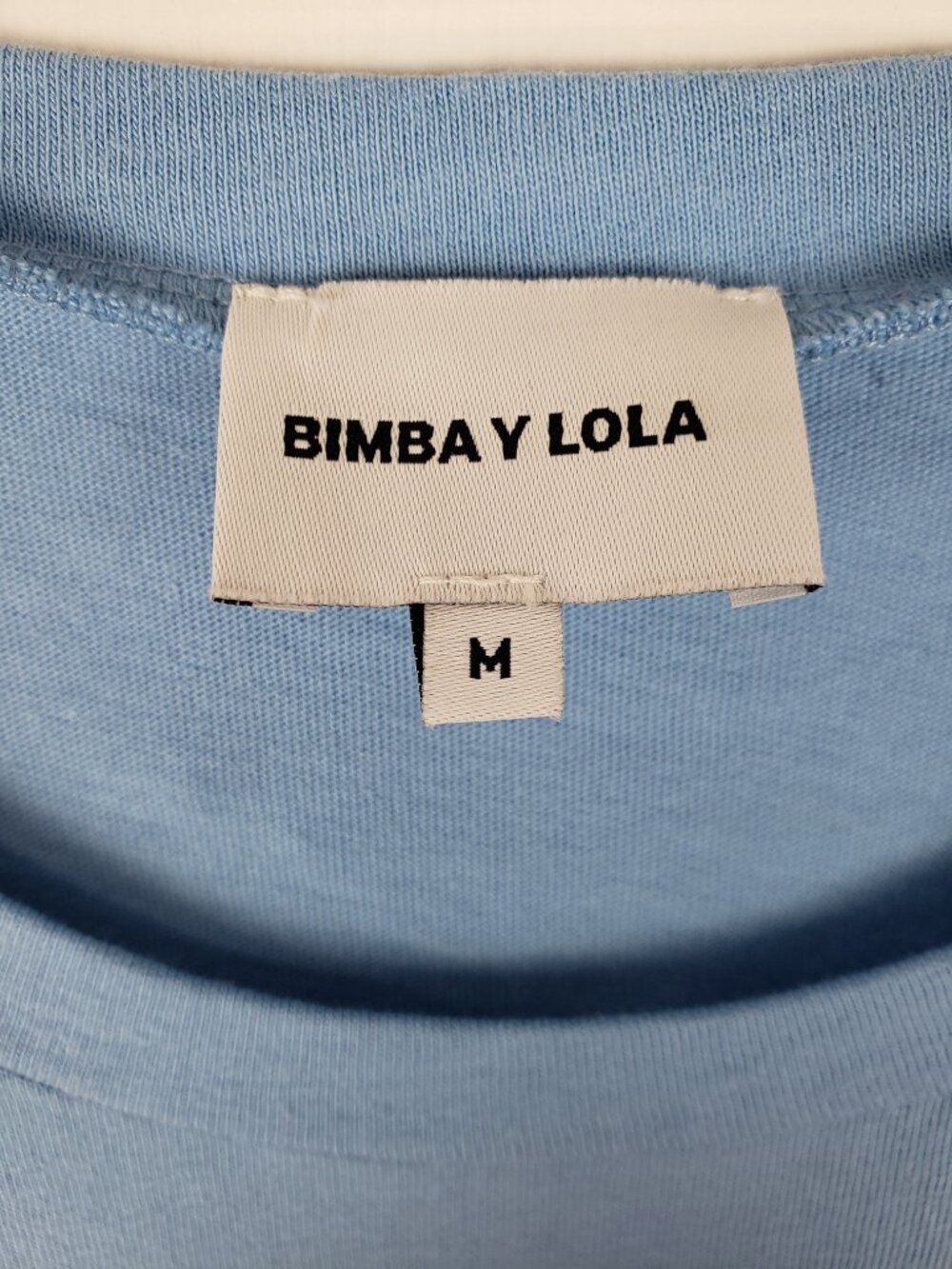 Bimba Y Lola Ruffle Short Sleeve Cotton Tee Boxy Light Blue Womens Medium - Picture 3 of 8